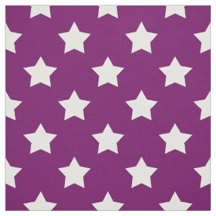 Lila White Stars Mönster Decorative Textile Tyg