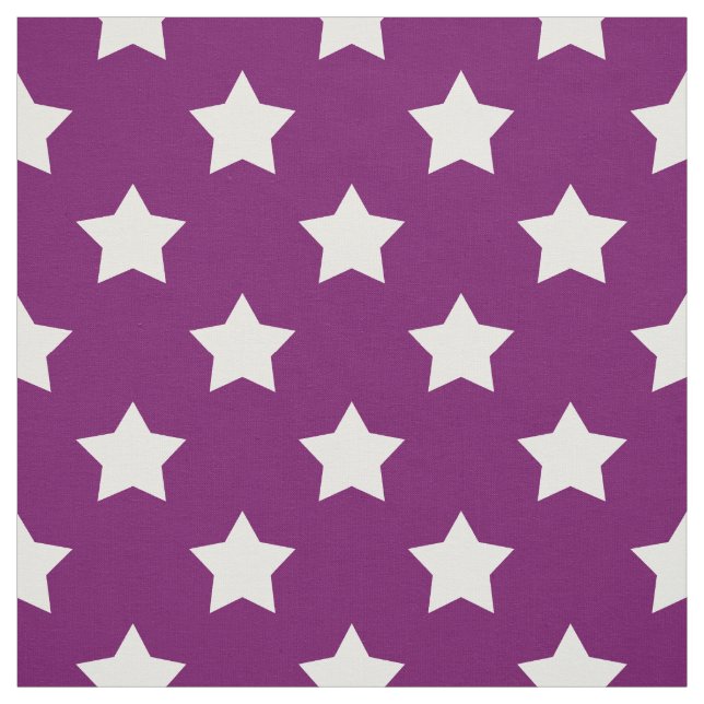 Lila White Stars Mönster Decorative Textile Tyg (Provkarta)