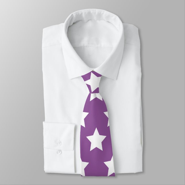 Lila & White Stars Retro Neck Tie Slips (Bunden)