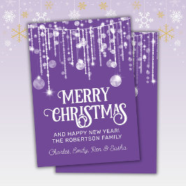 Lila White String Ljus julkort Helgdag Inbjudningar
