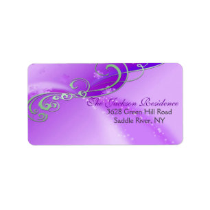 Lila & White Swirl-juladressetikett Adressetikett