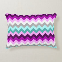 Lila White Teal Chevrons accent Pillow