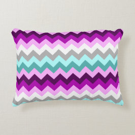 Lila White Teal Chevrons accent Pillow Prydnadskudde