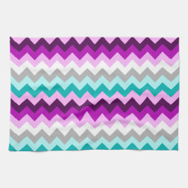 Lila White Teal Chevrons Kitchen Towel Kökshandduk