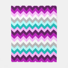 Lila White Teal Chevrons Medium Fleece Blanket