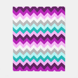 Lila White Teal Chevrons Medium Fleece Blanket