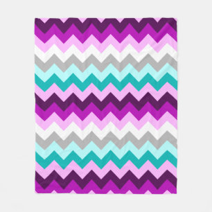 Lila White Teal Chevrons Medium Fleece Blanket