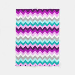 Lila White Teal Chevrons Small Fleece Blanket