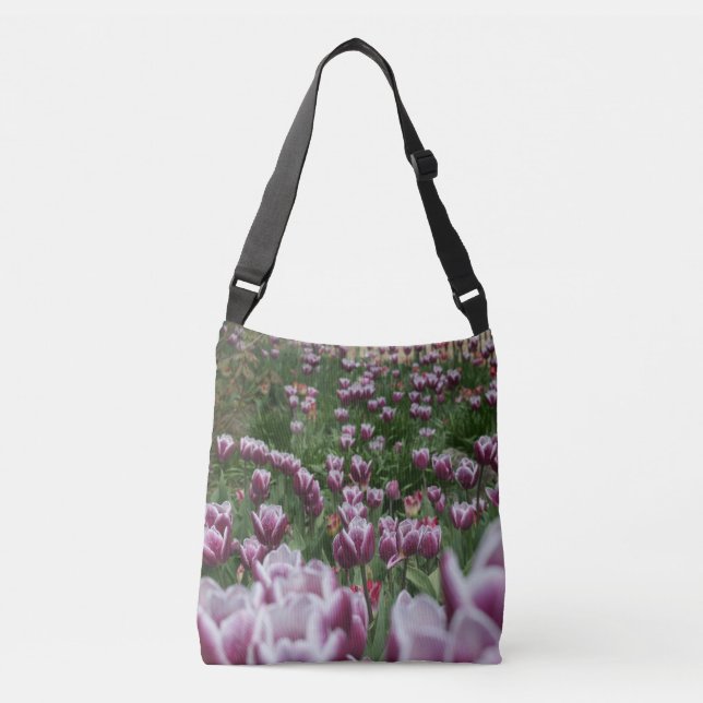 Lila & White Tulips Crossbody Bag Axelväska (Framsida)