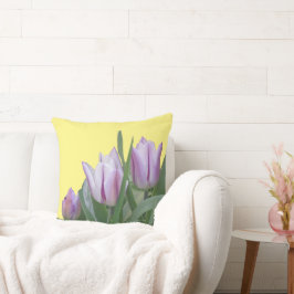 Lila White Tulips Cust. BG Färg Dekorativ kudde