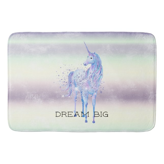 Lila White Unicorn Gnistra Glitter Dream Badrumsmatta (Framsidan)