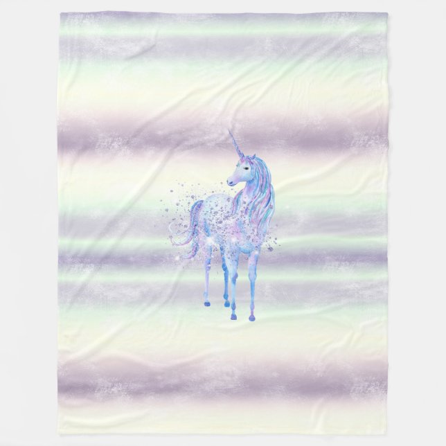 Lila White Unicorn Gnistra Glitter Dream Fleecefilt (Framsidan)
