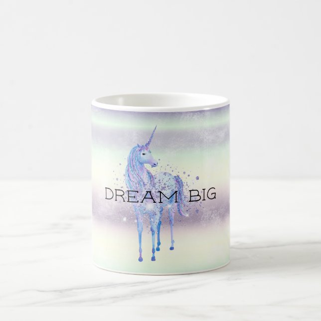 Lila White Unicorn Gnistra Glitter Dream Magisk Mugg (Center)