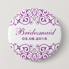 Lila White Victorian Flower Bridesmaid Button Knapp