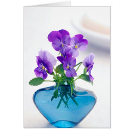Lila White Violas Flowers Blue Vas Blommigt OBS Kort