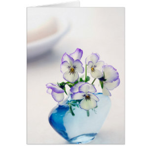Lila White ViolasFlowers Blue Vas Blommigt Hälsningskort