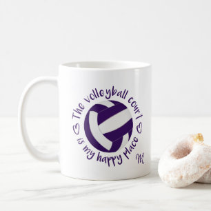 lila White volleyball Court är min lycklig ställe Kaffemugg