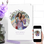 Lila Widlblomfoto Ram Grattis på födelsedagen Kort<br><div class="desc">Lägg till ditt foto till det här söt jokertecknet - eller använda mallen som ska redigeras för andra tillfälle. Den här eleganten och den här finstilta designen har en blommigt foto ram med blommor och grönska av lila vild. Fotomallen har ställts in för att visning fotot i rund form och...</div>