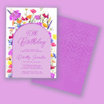 Lila WildblomBoho 40:e födelsedagen Party Inbjudningar<br><div class="desc">En lila Boho-båge omger din 40:e födelsedag i party. Färga vilda blommor gör att blommigten trycks in i lila, orangens gult och rött. Modern manus i lila lägger också till en trendig vibe som också är feminin. Baksidan är djup lila med en subtil vattenfärgschevron mönster. Det här objektet koordinerar med...</div>