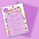 Lila WildblomBoho Arch 30års födelsedag Party in Inbjudningar<br><div class="desc">En lila Boho-båge omger dina uppgifter om 30års födelsedag party. Färga vilda blommor gör att blommigten trycks in i lila, orangens gult och rött. Modern manus i lila lägger också till en trendig vibe som också är feminin. Baksidan är djup lila med en subtil vattenfärgschevron mönster. Det här objektet koordinerar...</div>