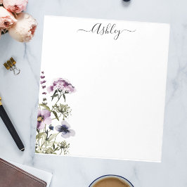 Lila WildblomBouquet Watercolor Blommigt Anteckningsblock