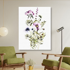 Lila WildblomBouquet Watercolor Blommigt Canvastryck