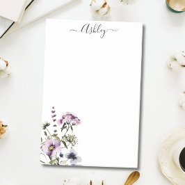 Lila WildblomBouquet Watercolor Blommigt Post-it Block