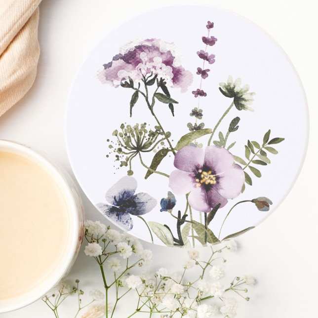 Lila WildblomBouquet Watercolor Blommigt Underlägg (In situ)