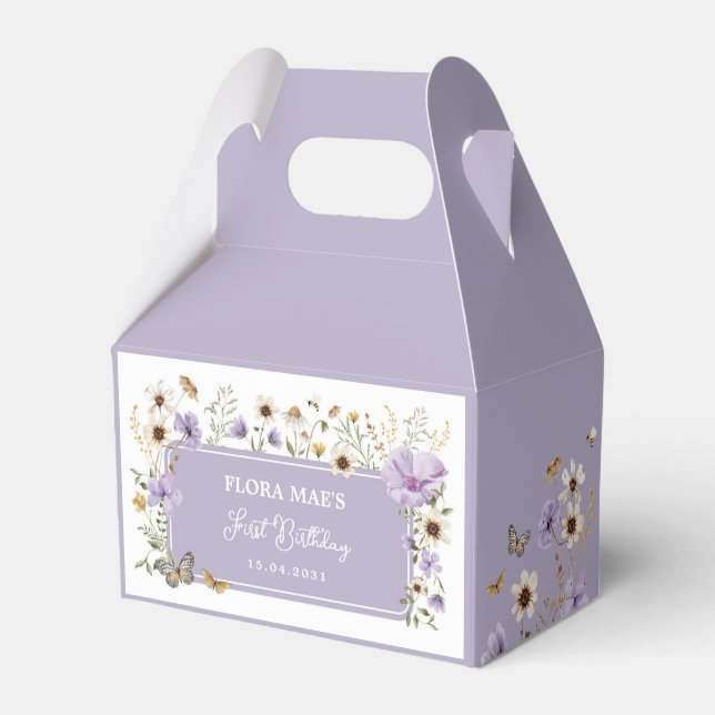 Lila WildblomButterfly Garden Birthday Presentaskar (Framsidan Sidan)