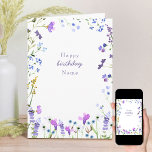 Lila Wildblomdelikat Blommigt Birthday Kort<br><div class="desc">Det här söt lilans jokerfödelsedagskort är enkelt och känsligt och dekoreras inuti och ut med blommor av vild med vattenfärg. Du kan anpassa framsidan och meddelandet inuti. Eleganten feminin typografi på framsidan läser för närvarande Grattis på födelsedagen Namn och du kan redigera detta antingen med namn eller relation (t.ex. mamma,...</div>