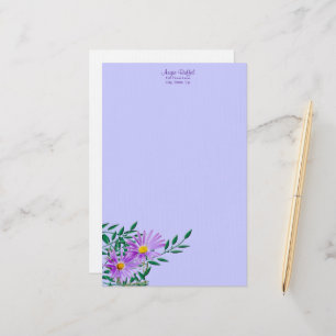 Lila Wildblomfoto Corner Gräns Personlig Brevpapper