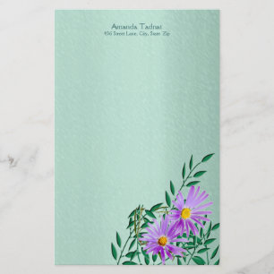 Lila Wildblomhörnet Gräns Brevpapper