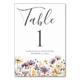 Lila Wildblomma Blommigt Bröllop Bord-kort Bordsnummer