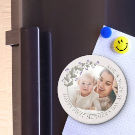 Lila Wildblomma First Mors dag Photo Magnet