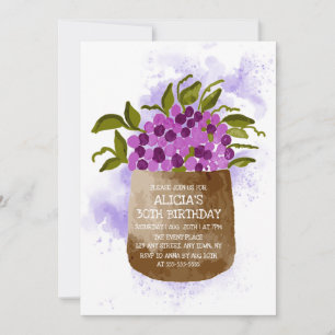 Lila Wildblomma på Pot Watercolor Birthday Inbjudningar
