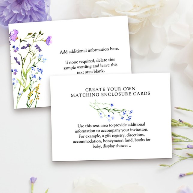 Lila Wildblomma Skapar ditt eget tomrum Tilläggskort (DIY Reception Card or Enclosure Card from my Purple Wildflower Collection. )
