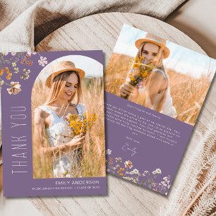 Lila Wildblomma Studenten Photo Tack Inbjudningar