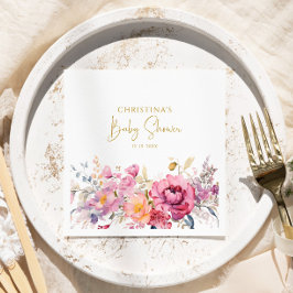 Lila WildblommBaby Shower Napkins Pappersservett