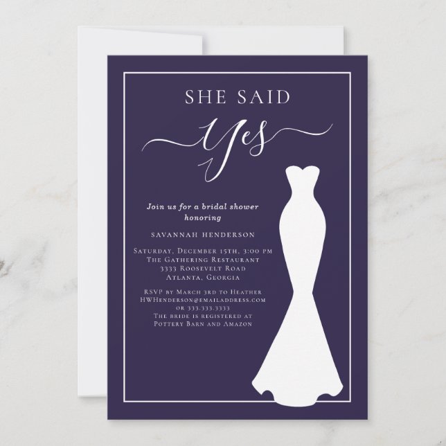 Lila Wildblomme Bröllop Dress Möhippa Inbjudningar (Framsida)