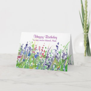 Lila Wildblomme Meadow Grattis på födelsedagen Fri Kort
