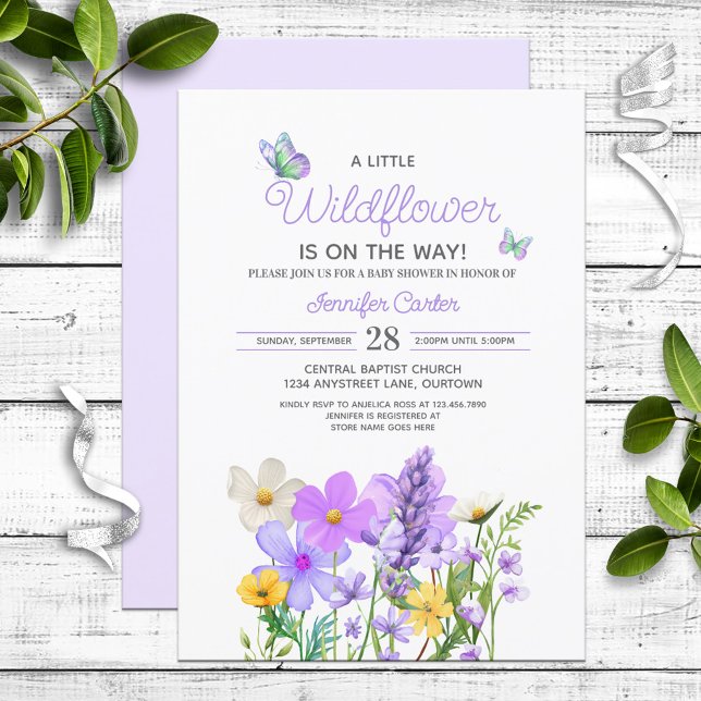 Lila Wildblomme Theme Baby Shower Inbjudningar (Skapare uppladdad)