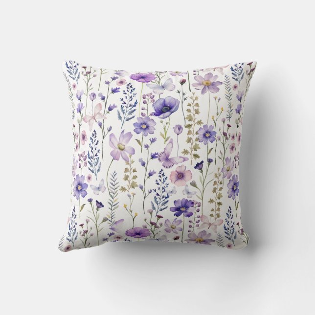 Lila WildblommGarden Mönster Dekorativ kudde (Baksida)