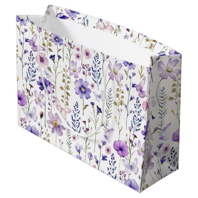 Lila Wildblommor Birthday Botanical Gift Bag (Baksidan Vinklad)