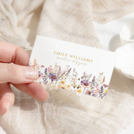 Lila Wildblommor Blommigt Affärskort Visitkort