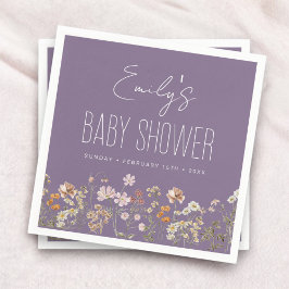 Lila Wildblommor Boho Baby Shower in Bloom Pappersservett