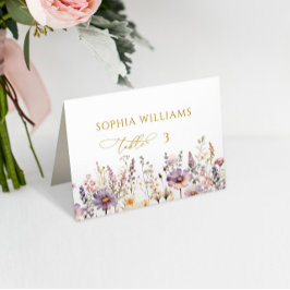 Lila Wildblommor Bröllop Place Card Bordsnummer