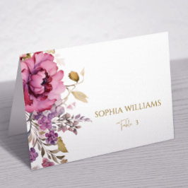 Lila Wildblommor Bröllop Place Card Bordsnummer