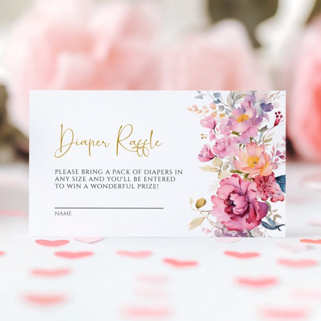 Lila Wildblommor Diaper Raffle Card Tilläggskort (Skapare uppladdad)