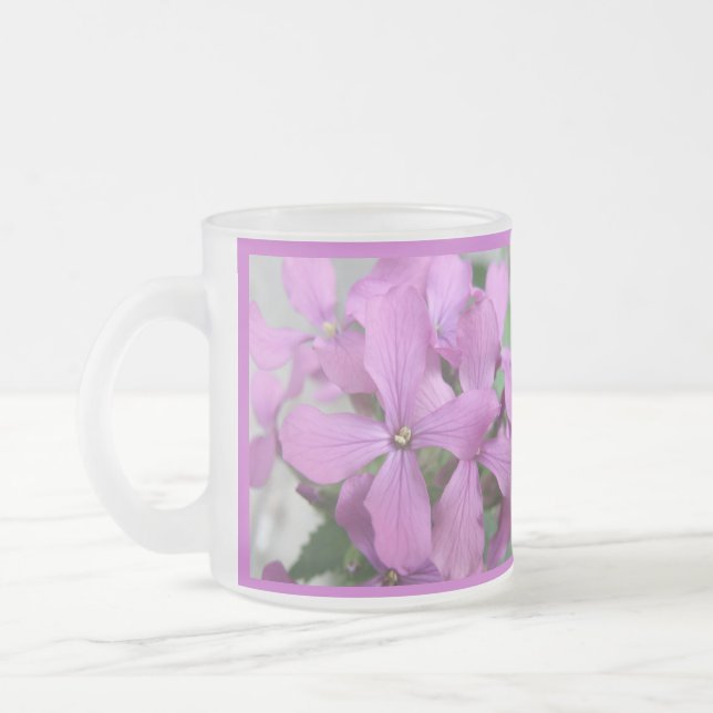 Lila Wildblommor Frosted Glass Mugg (Vänster)