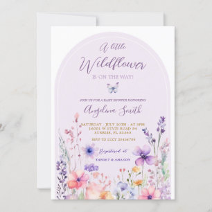 Lila Wildblommor Garden Blommigt Baby Shower Inbjudningar